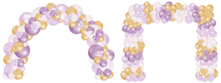 Organic and square balloon arches